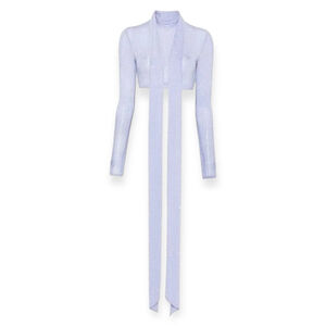 Alex Perry Long Sleeve Scarf Crop Top Lavender Embellished Size 4 Small NWT